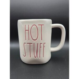Rae Dunn Artisan Collection Mug Hot Stuff Red Lettering White Ceramic